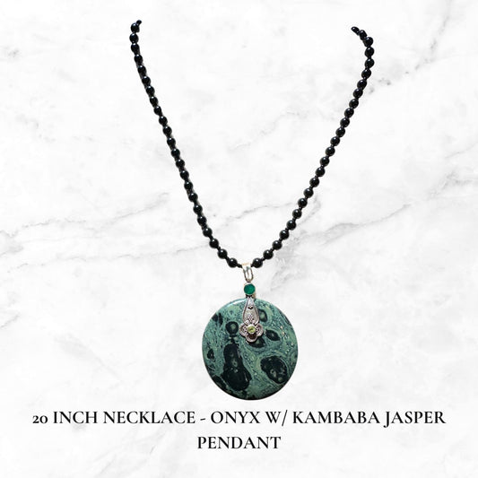 Black Onyx + Kambaba Jasper Necklace